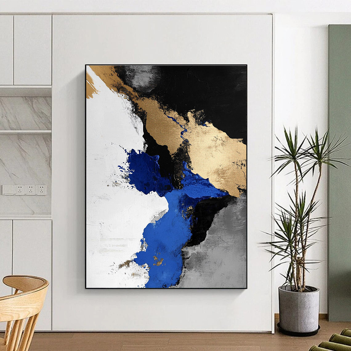 Blue Gold Abstract with Black White and Gray Background GER365
