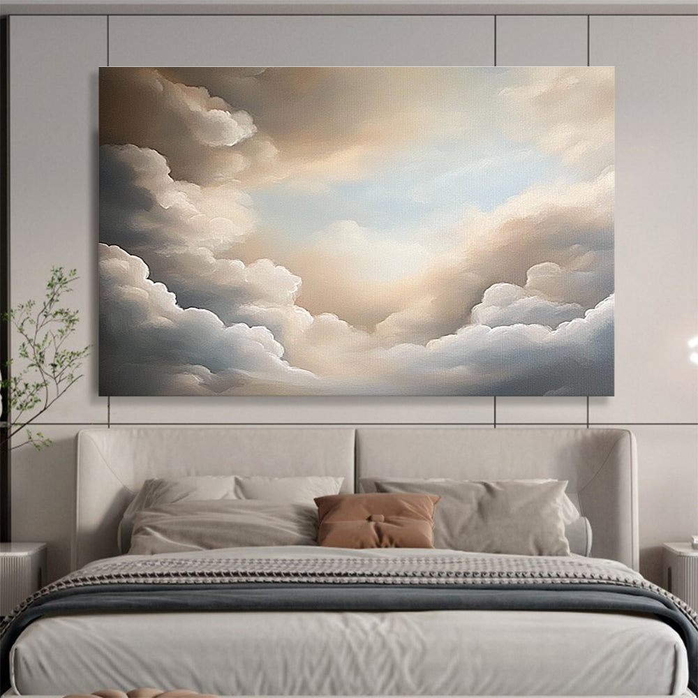 Beige and Grey Cloudy Sky Abstract Painting DYP132
