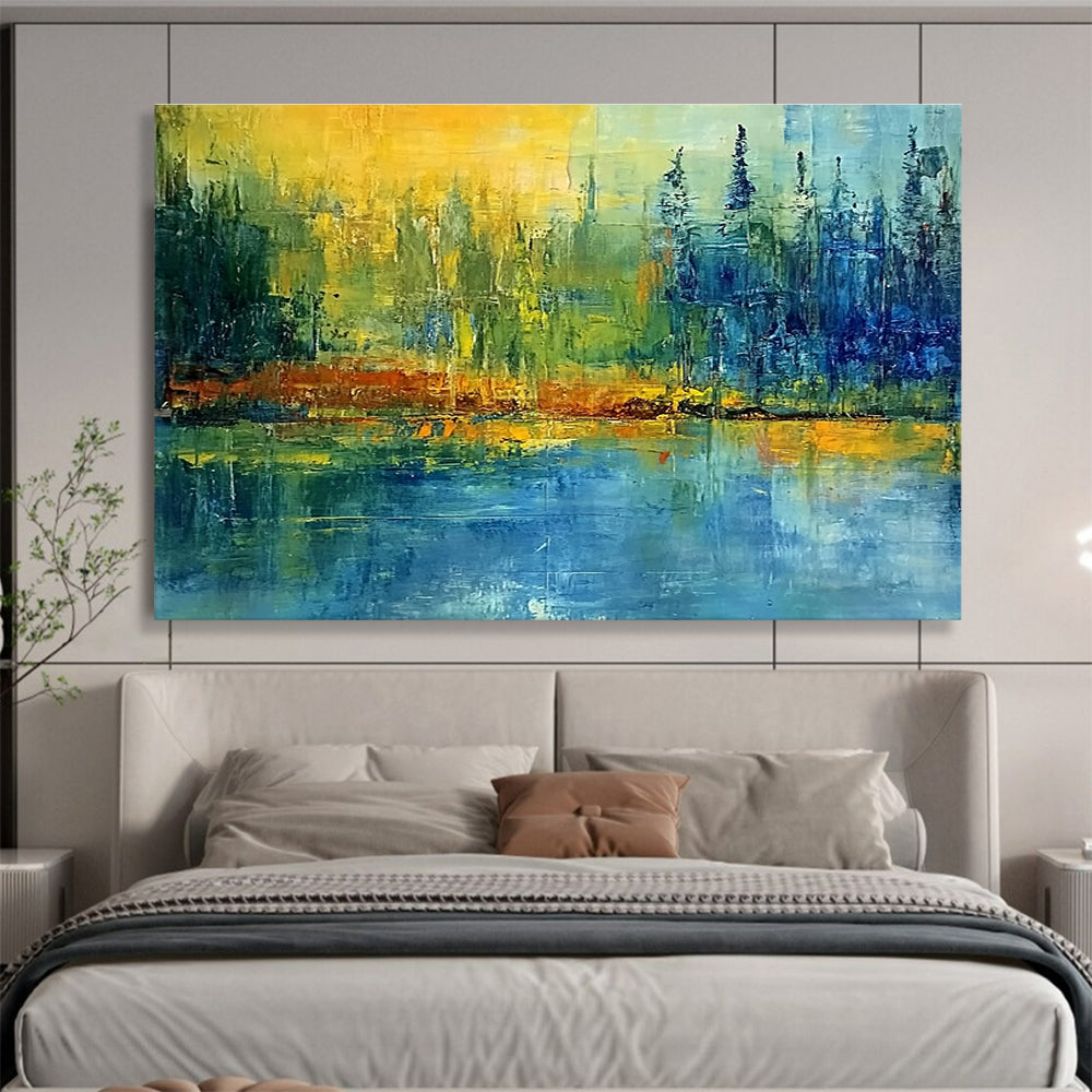 Color - Blended Landscape Abstract Painting with Yellow, Blue and Green DYP110