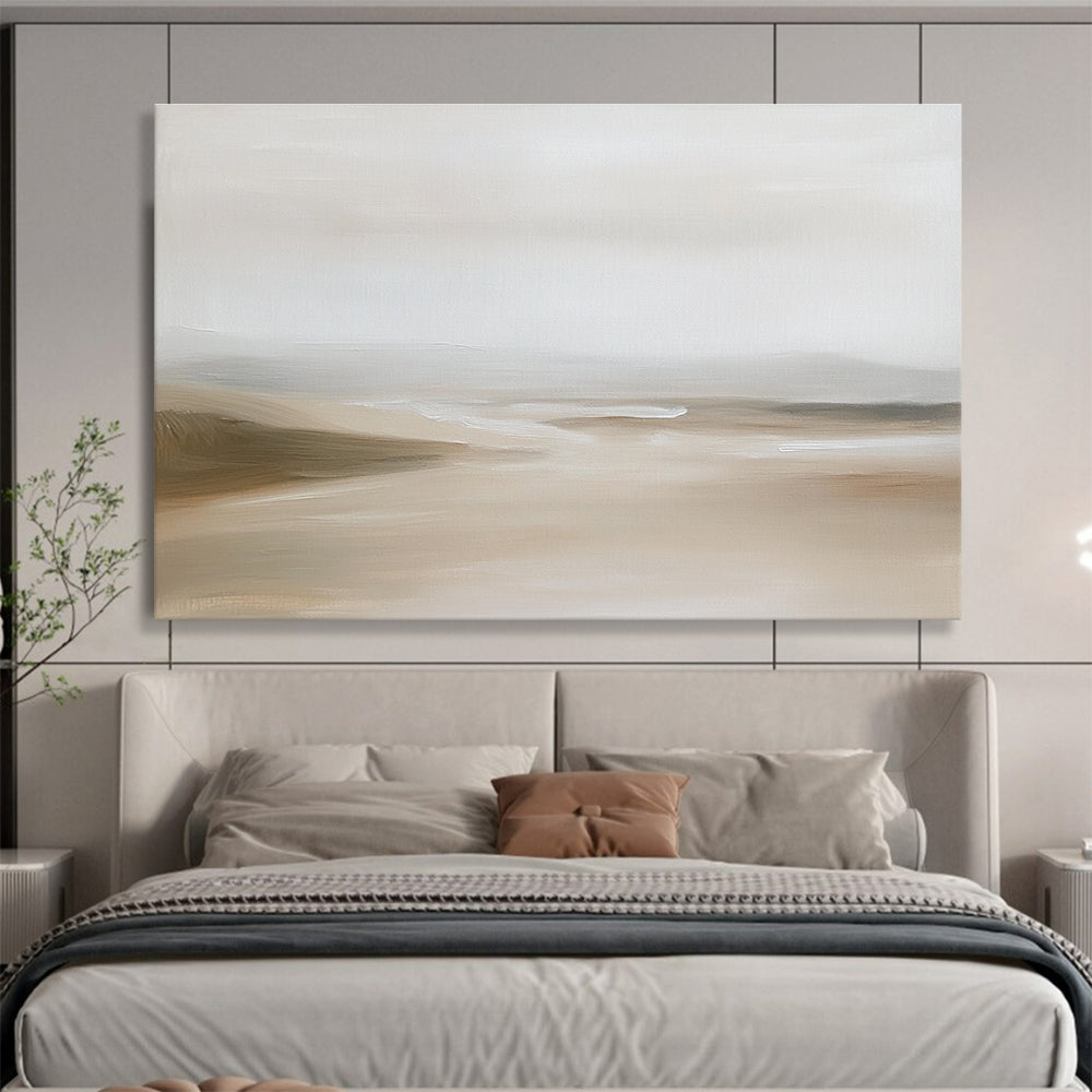 Minimalist Beige Landscape Abstract Painting with Soft Hues DYP592