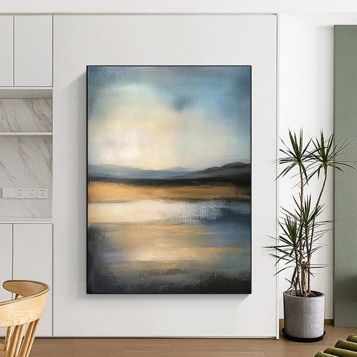 A large abstract painting featuring vibrant colors and dynamic shapes that inspire creativity and elevate any space’s ambiance.STSC1495