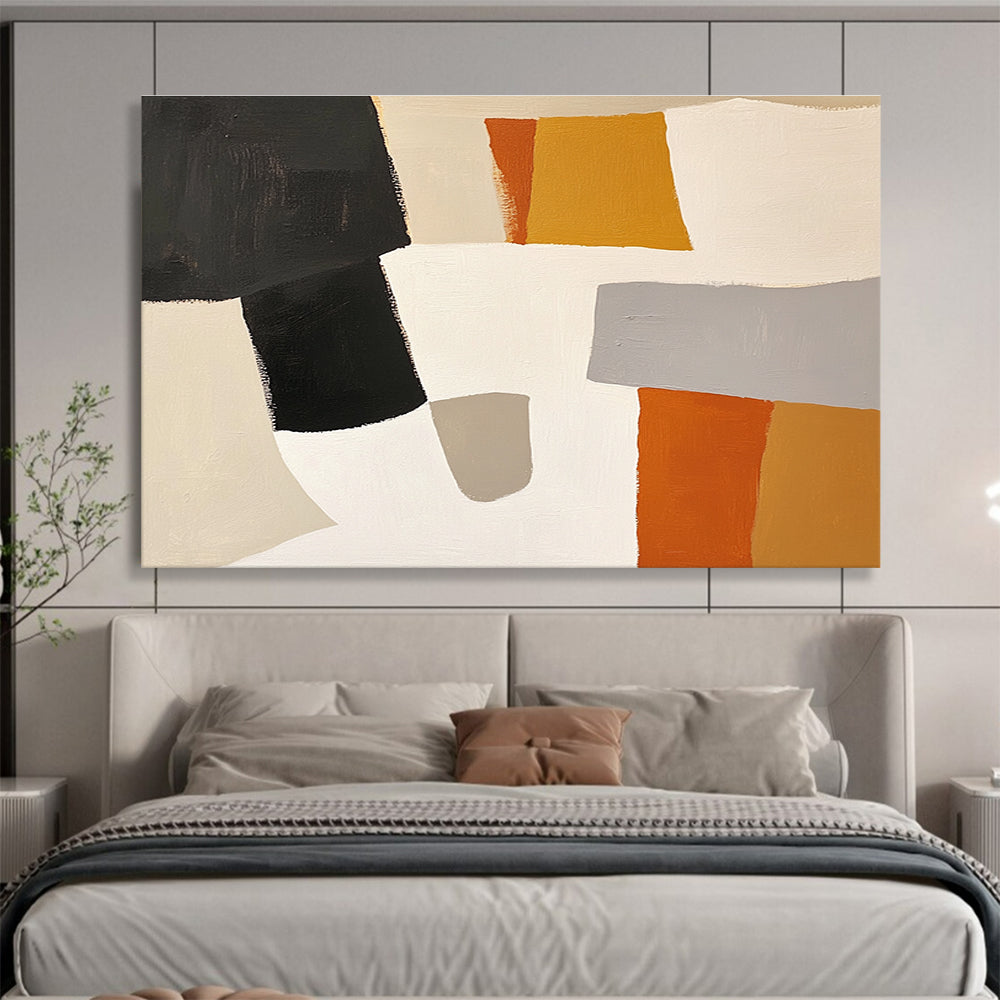 Neutral and Orange Shapes Abstract Painting DYP105