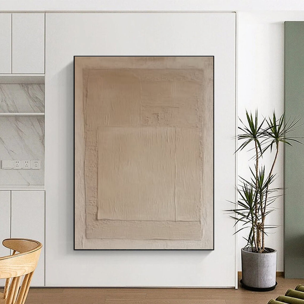 Beige - Toned Minimalist Layered Abstract Painting ADGE360