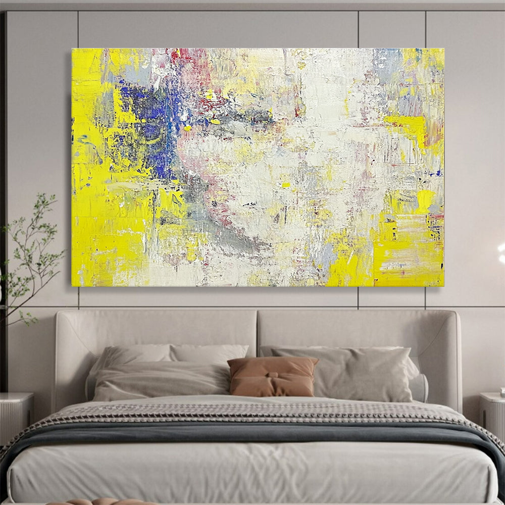 Yellow Abstract Composition Painting with Colorful Accents DYP528