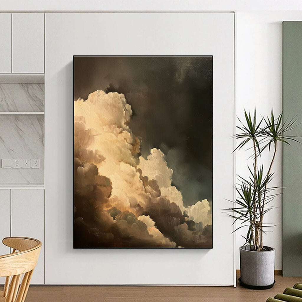 Brown Grey White Cloud Abstract Painting ADGE014