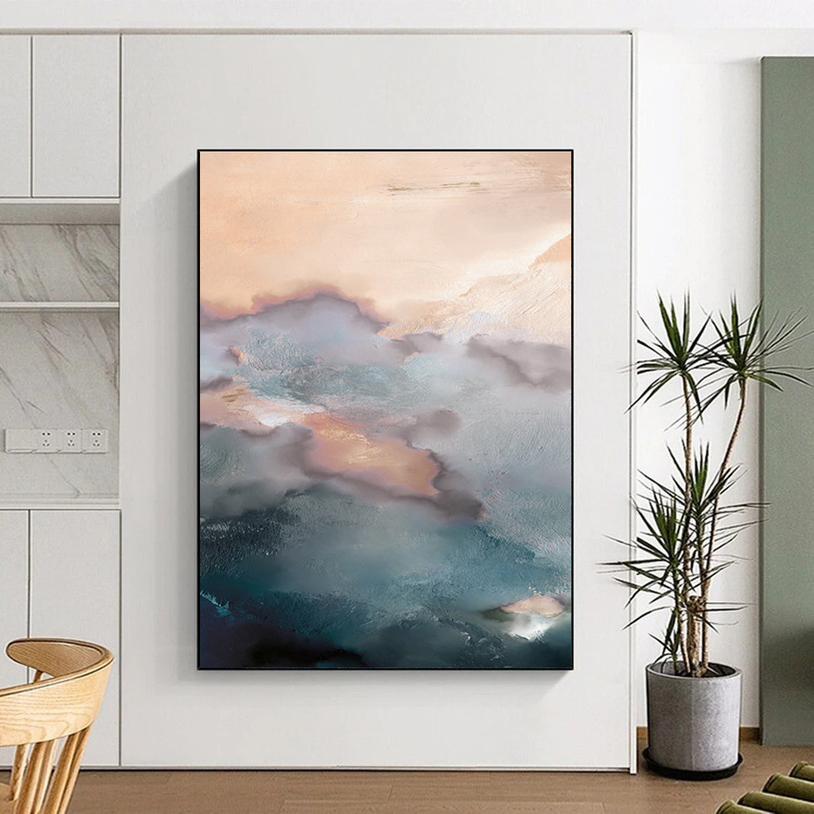 Blush and Teal Cloud - like Abstract Painting ADGE164