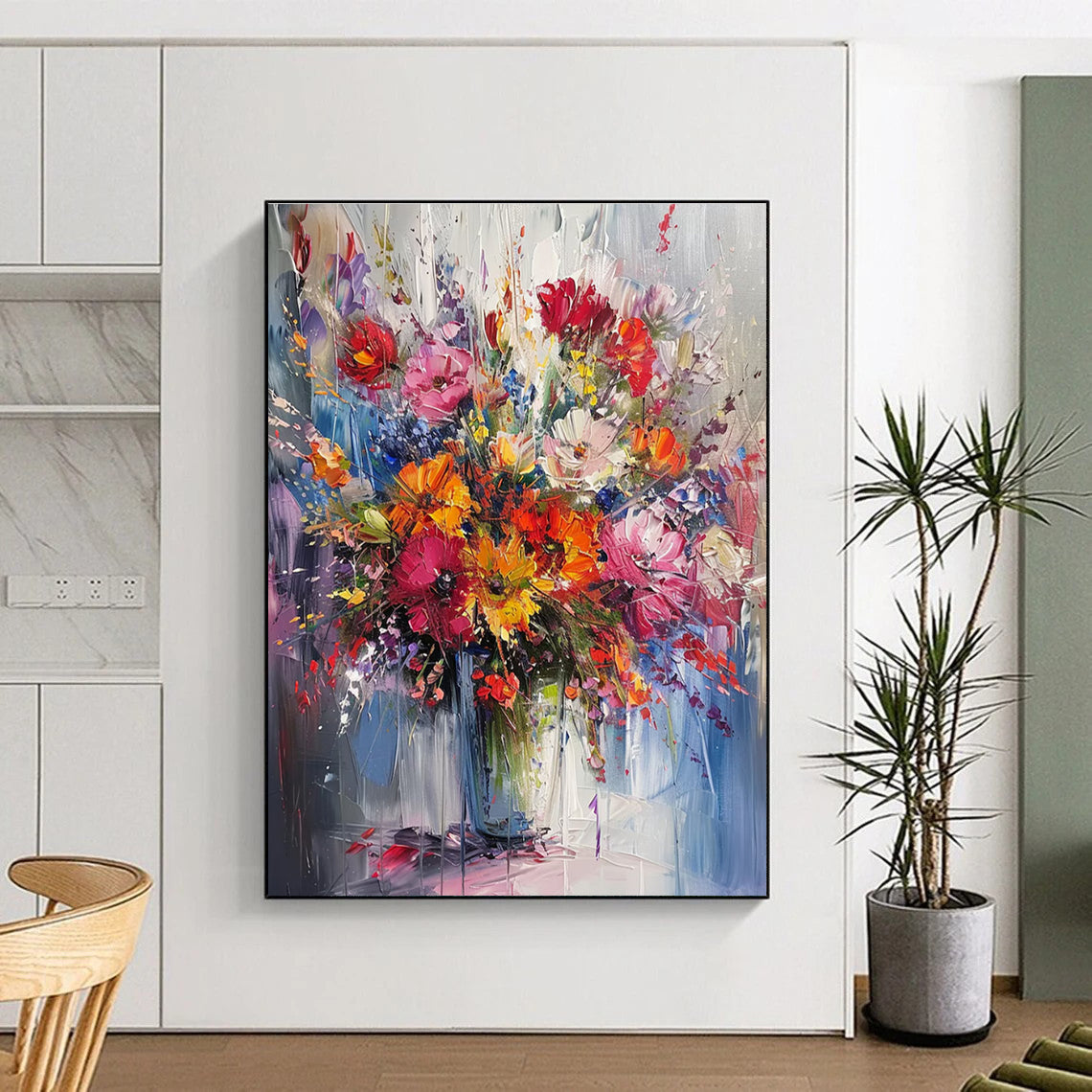 Colorful Floral Abstract Painting with Rich Hues ADGE260