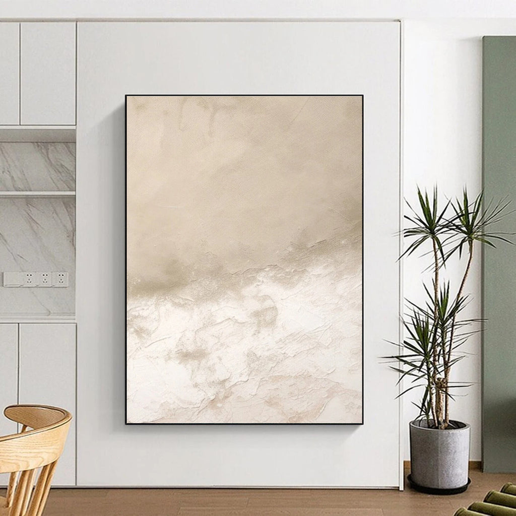 Beige Textured Abstract Painting with Subtle Layers ADGE078