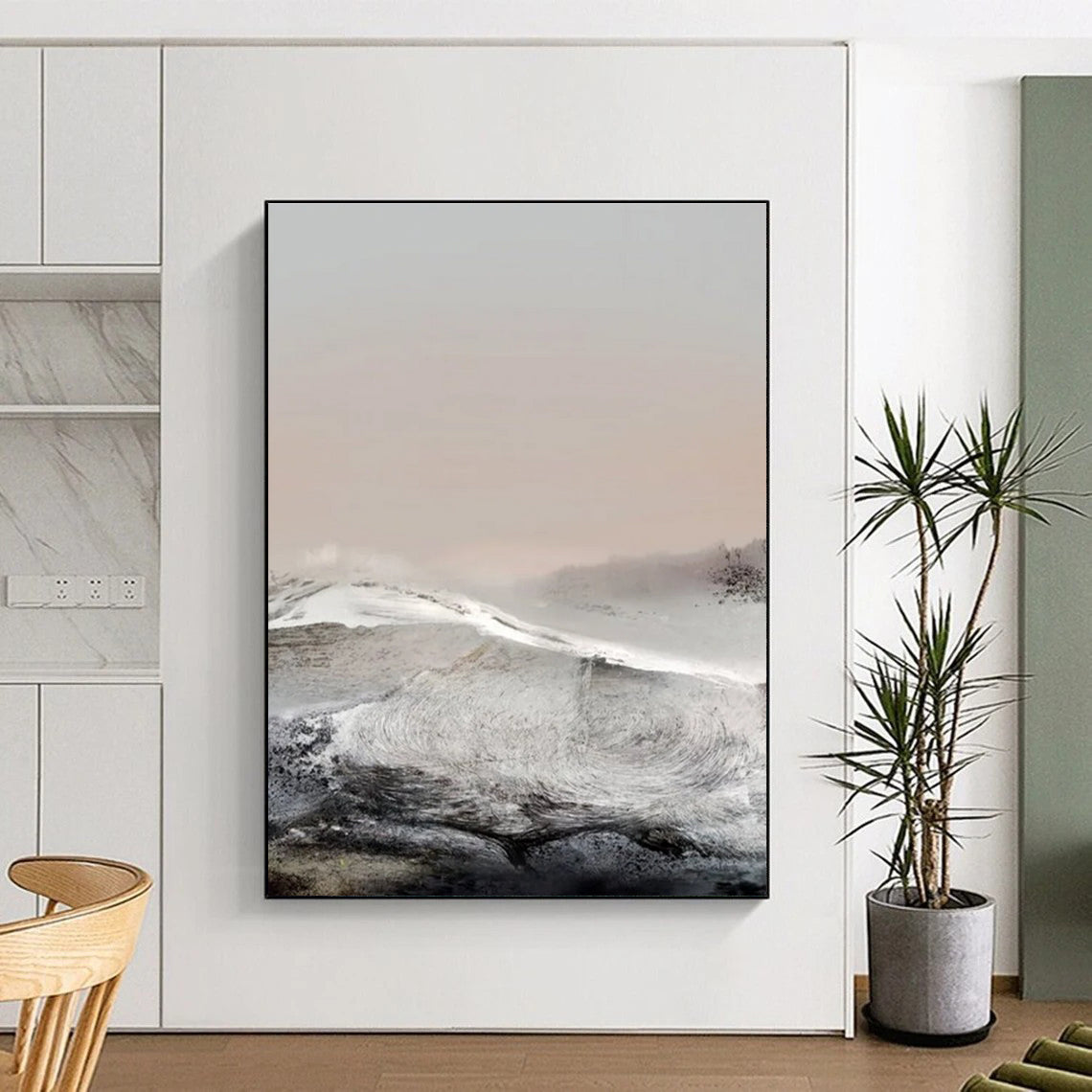 Misty Landscape in Gray and Soft Tones Abstract Painting ADGE178
