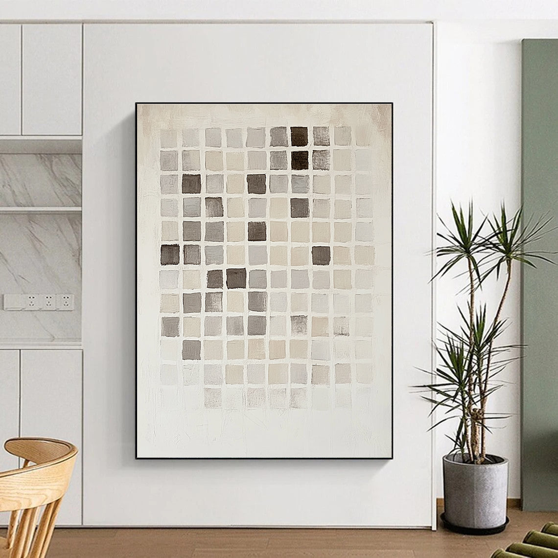Grid - Style Neutral Tones Abstract Painting GER295