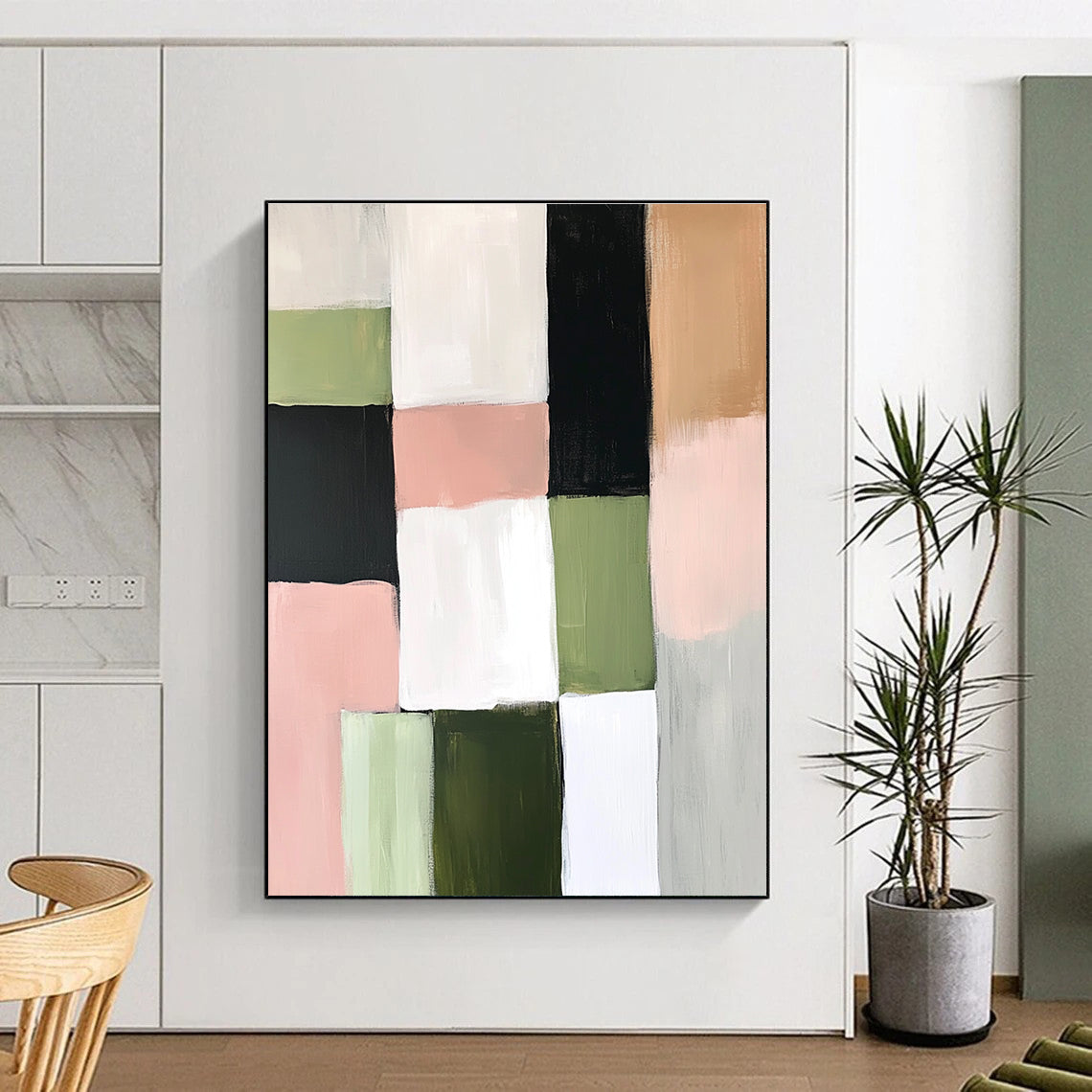 Colorful Block Abstract Painting with Soft Hues GER153