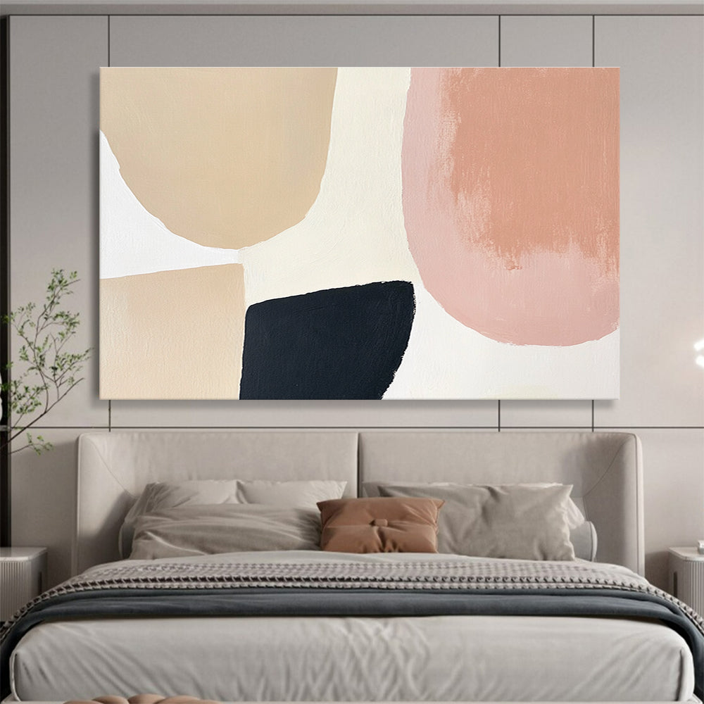 Beige Pink Geometric Abstract Painting with Soft Shapes DYP438
