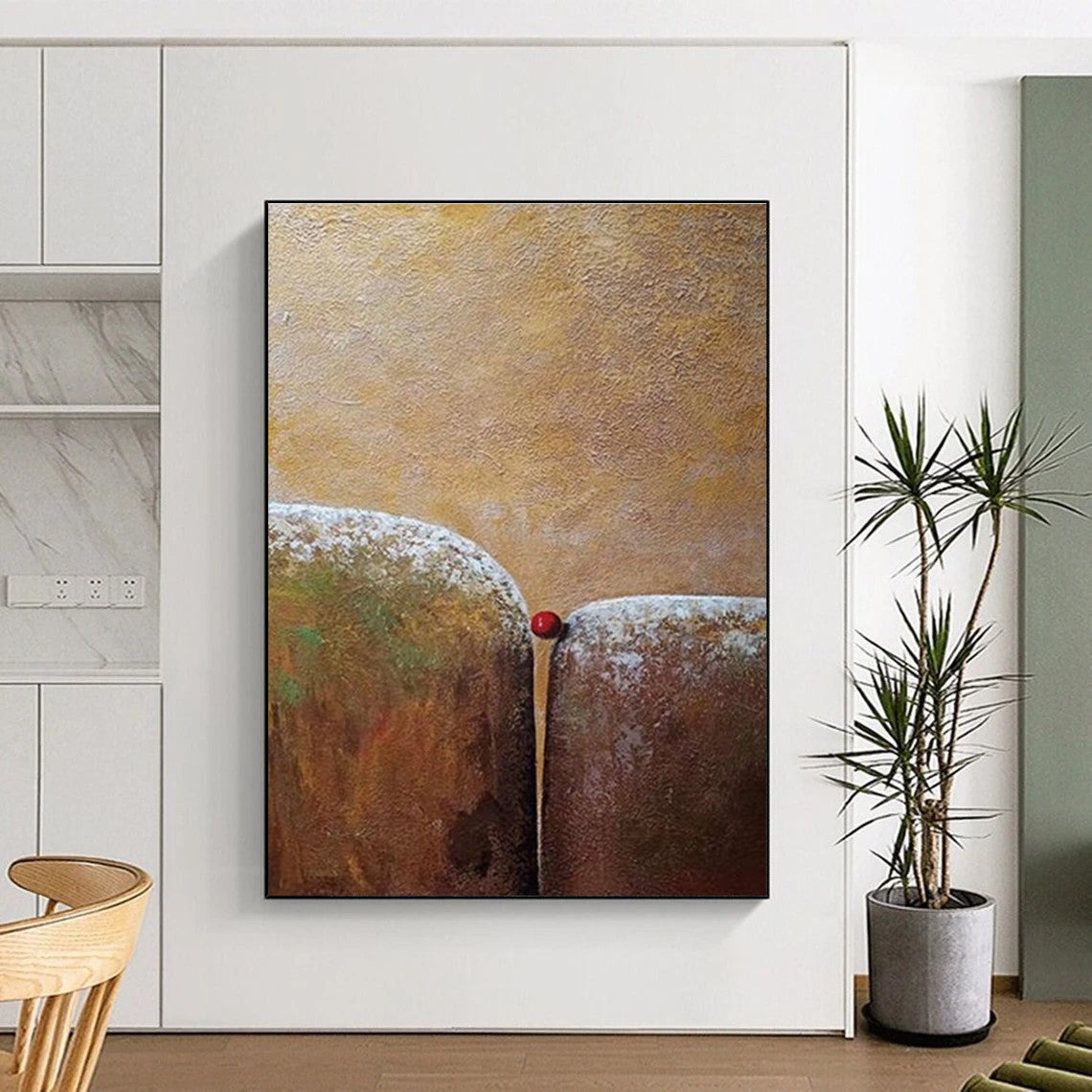 Brown Green Red Textured Abstract Painting ADGE033
