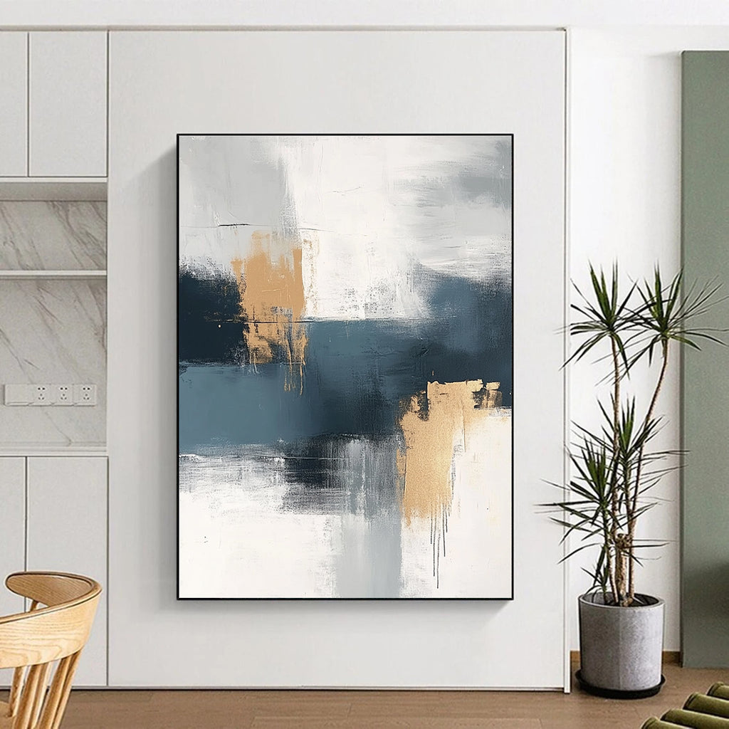 Gray Gold Abstract Painting with Subtle Textures GER722