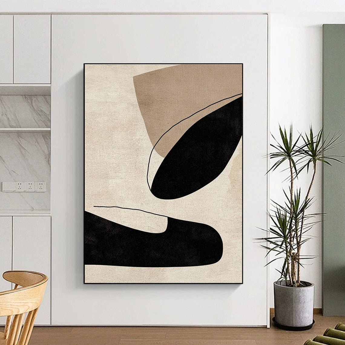 Minimalist Shape Abstract with Black and Beige GER314