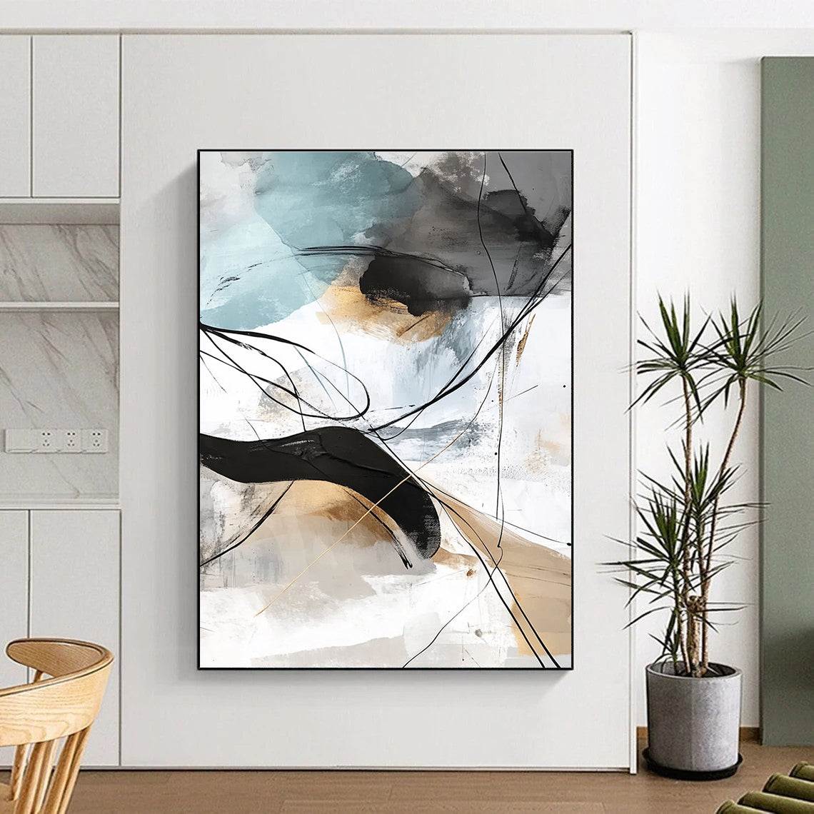 Line Art Abstract Painting with Subtle Colors GER448