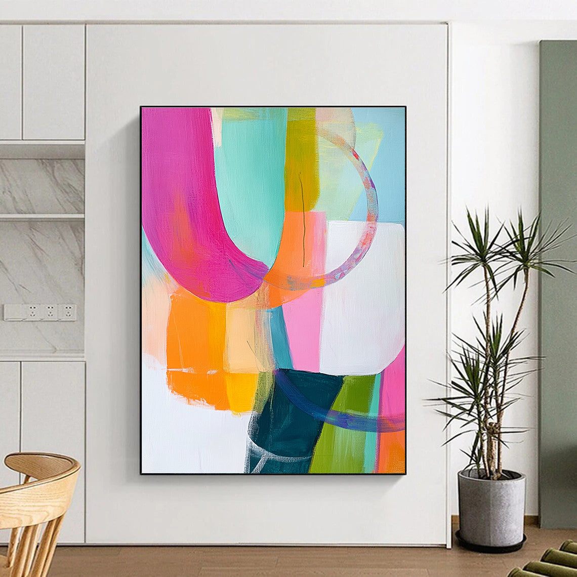 Colorful Abstract Shapes Painting with Playful Curves GER144