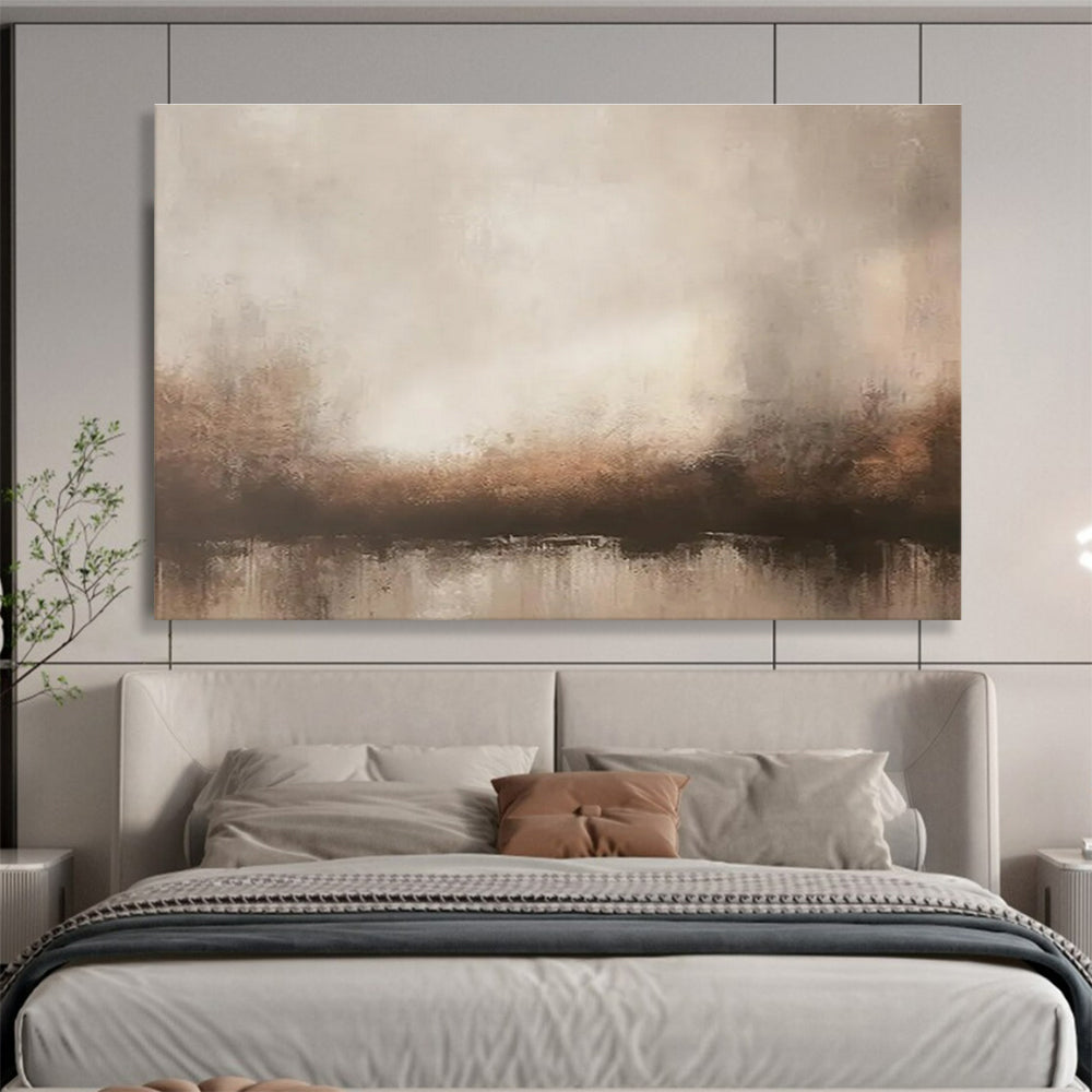 Beige Brown Abstract Painting with Subtle Landscape Hints THY321