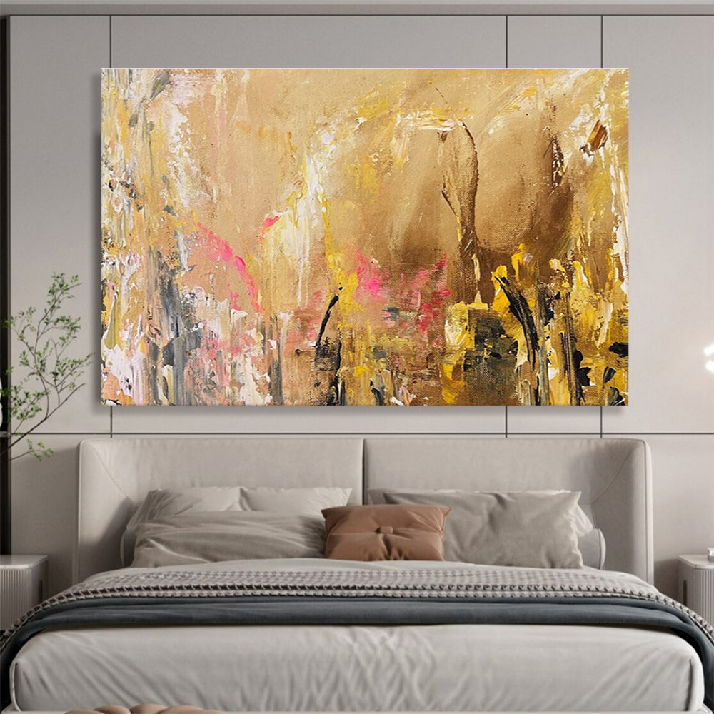 Beige Pink Abstract Painting with Soft - Romantic Tones THY378
