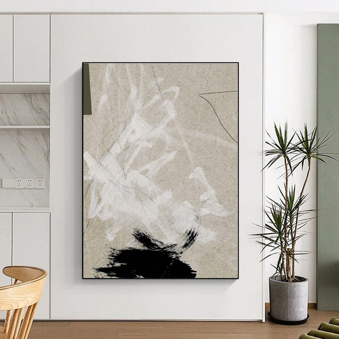 Minimalist Collage on Beige Abstract Art ADGE168