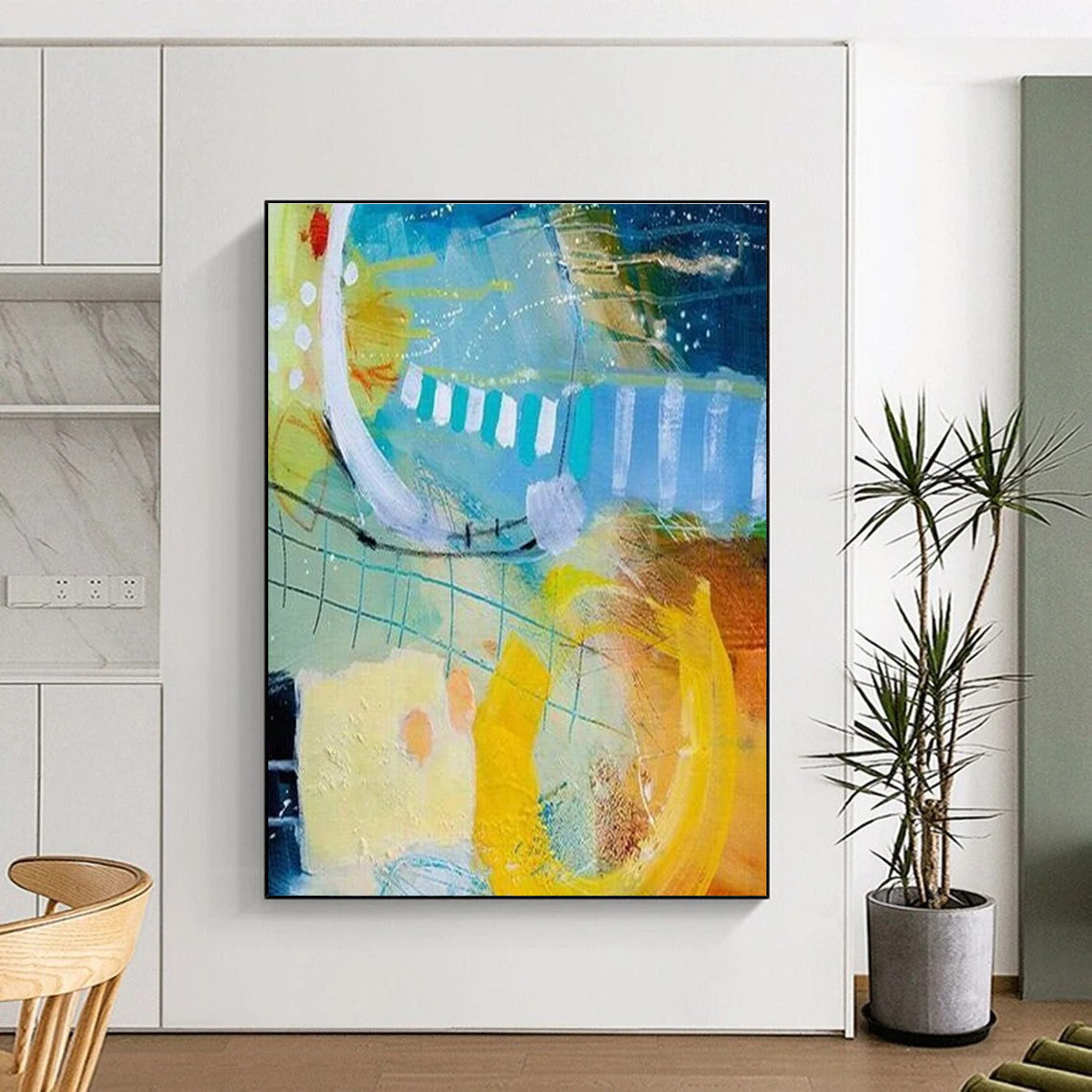 Playful Colorful Abstract Painting with Whimsical Forms ADGE409