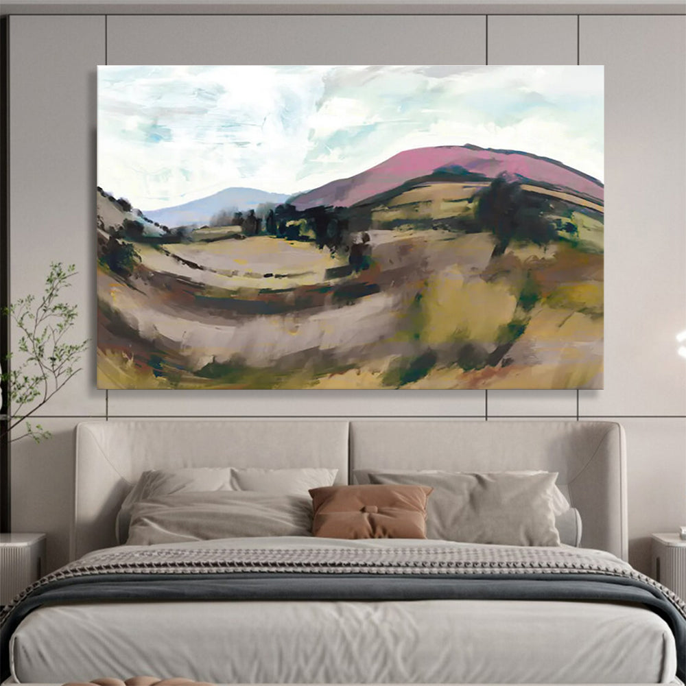 Colorful Mountain Abstract Painting with Pink and Ear THY Tones THY126