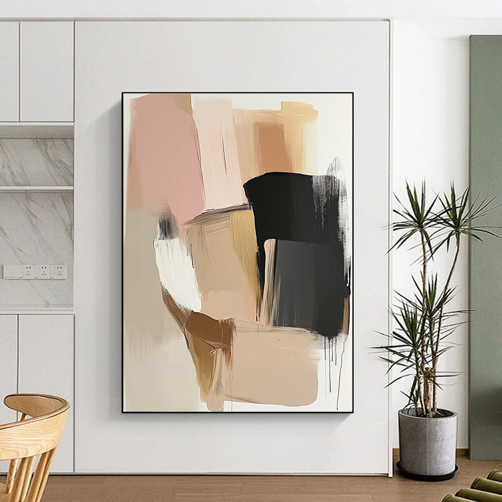 Neutral Tones Geometric Abstract Painting with Soft Color Blocks GER771