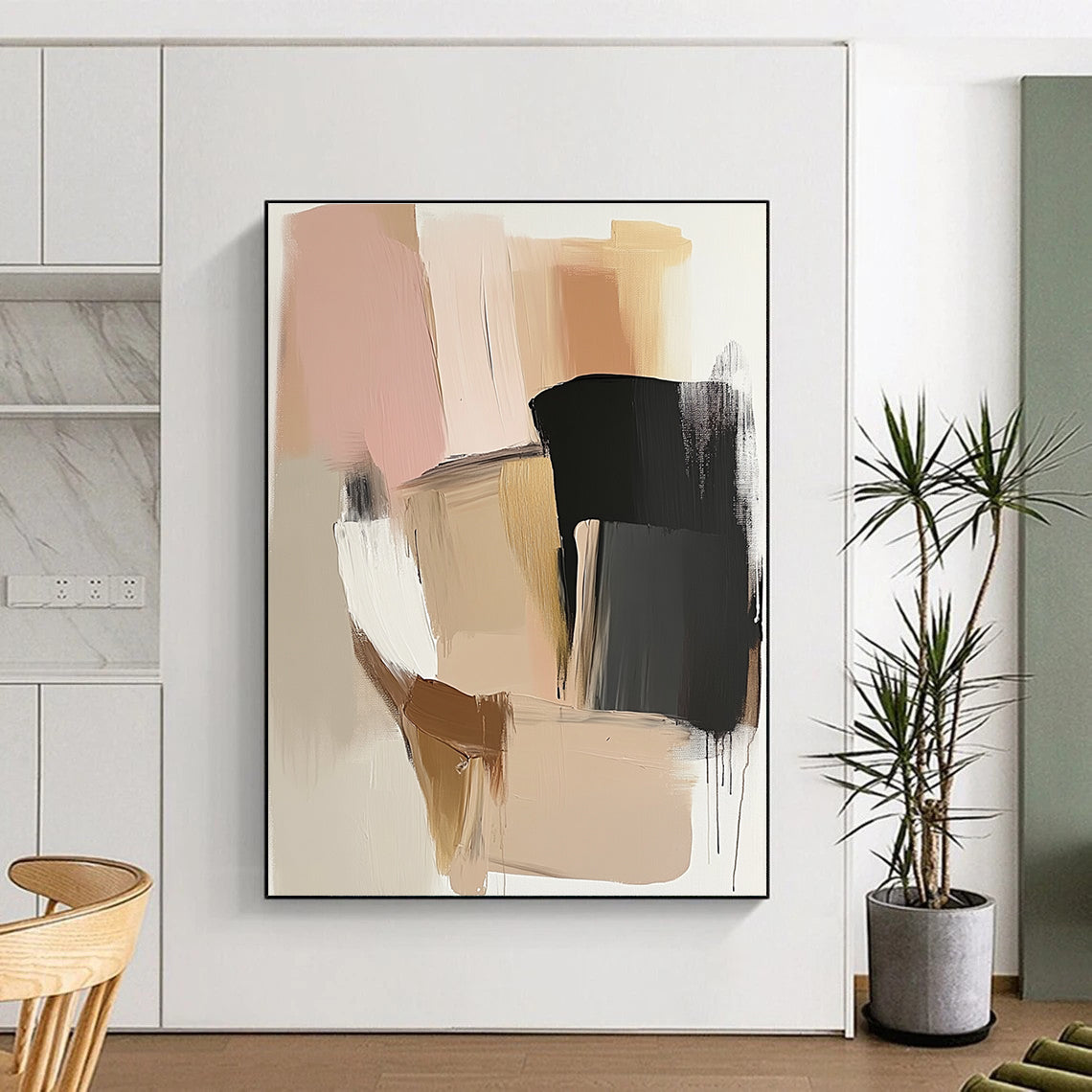 Neutral Tones Geometric Abstract Painting with Soft Color Blocks GER771