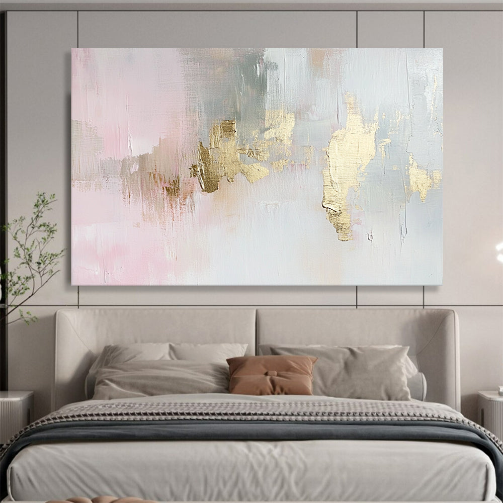 Abstract with Gold Accents on Pink and Gray DYP544