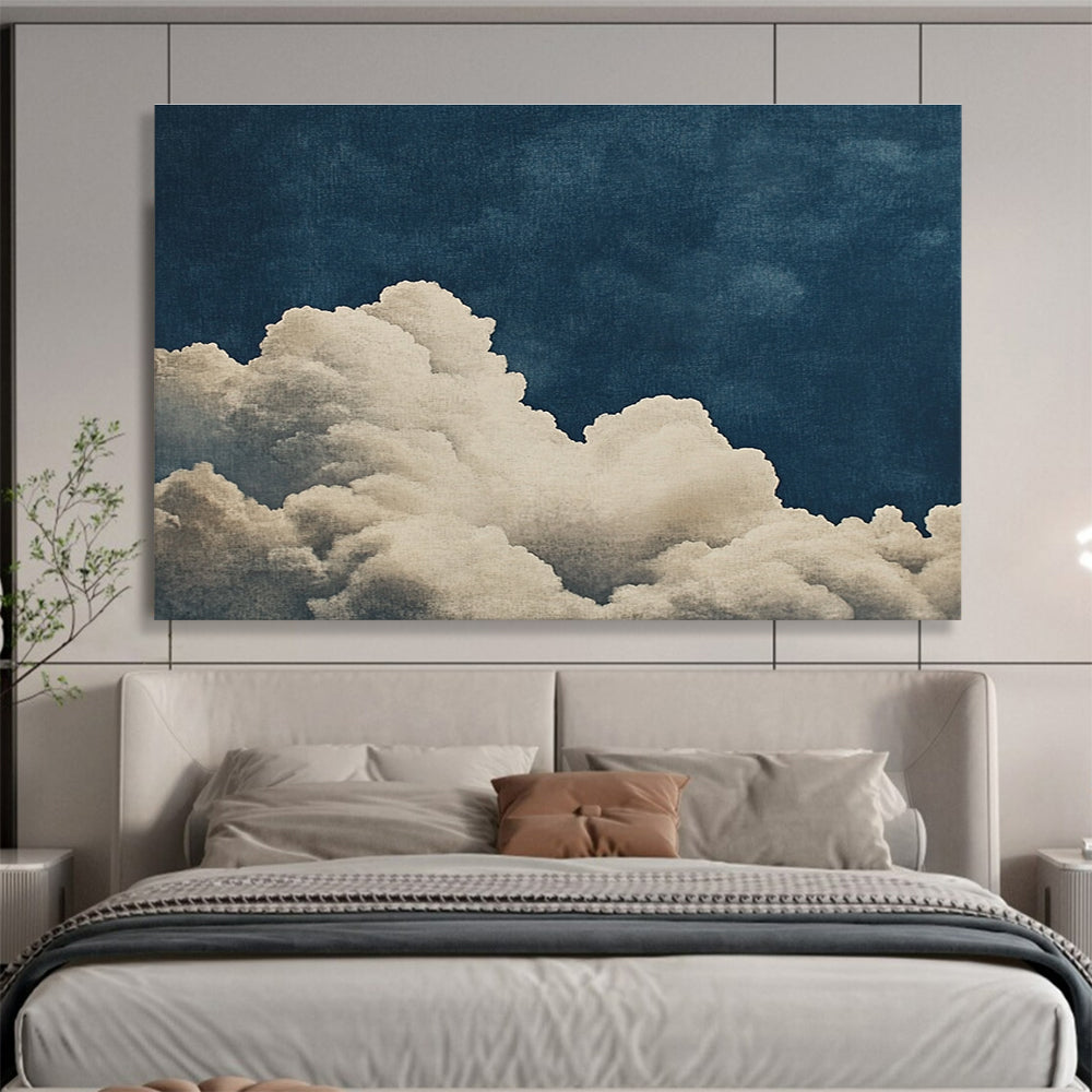 Cloud - Themed Abstract Painting with Navy and White DYP114