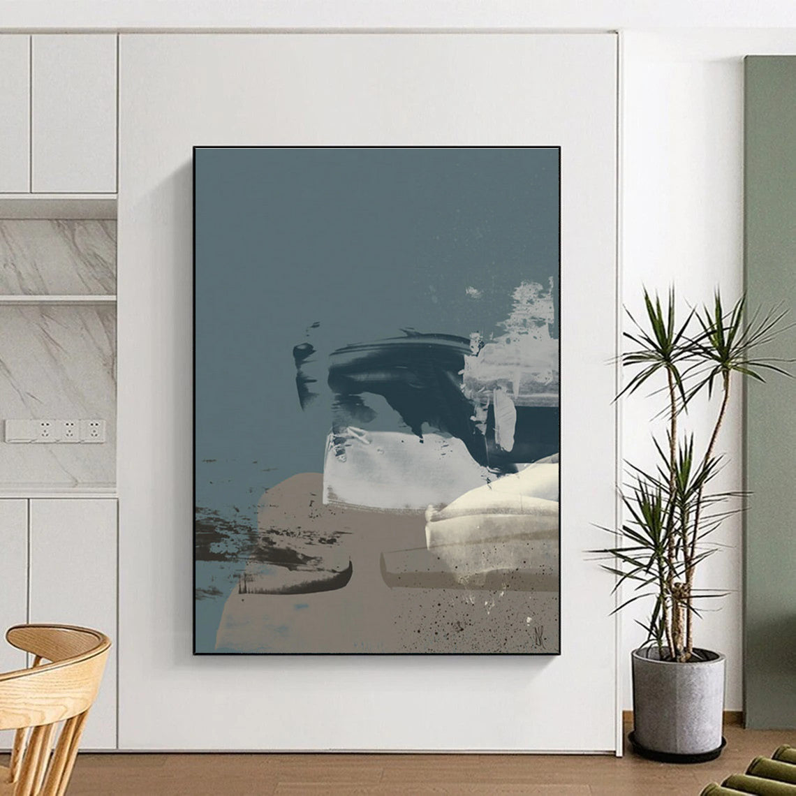 Blue Gray Abstract Forms Painting ADGE242