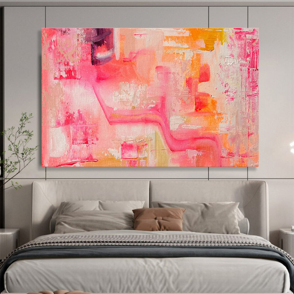 Pink Orange Abstract Painting with Soft Color Transitions THY360