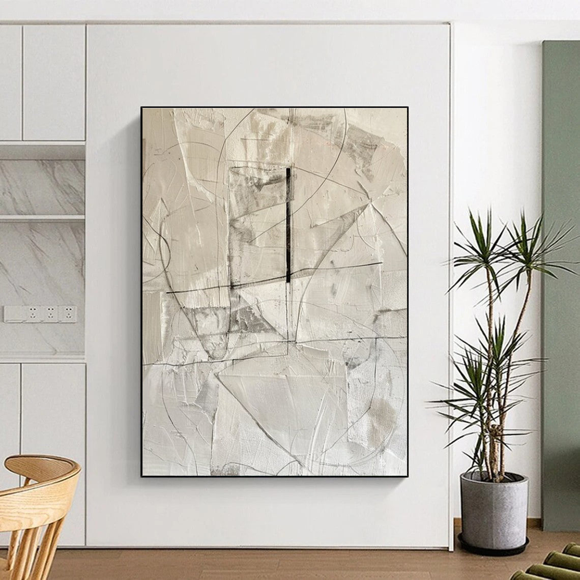 Grey White Black Abstract Painting ADGE001