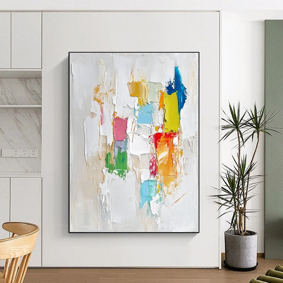 Colorful Block Abstract Painting with Thick Textures GER479