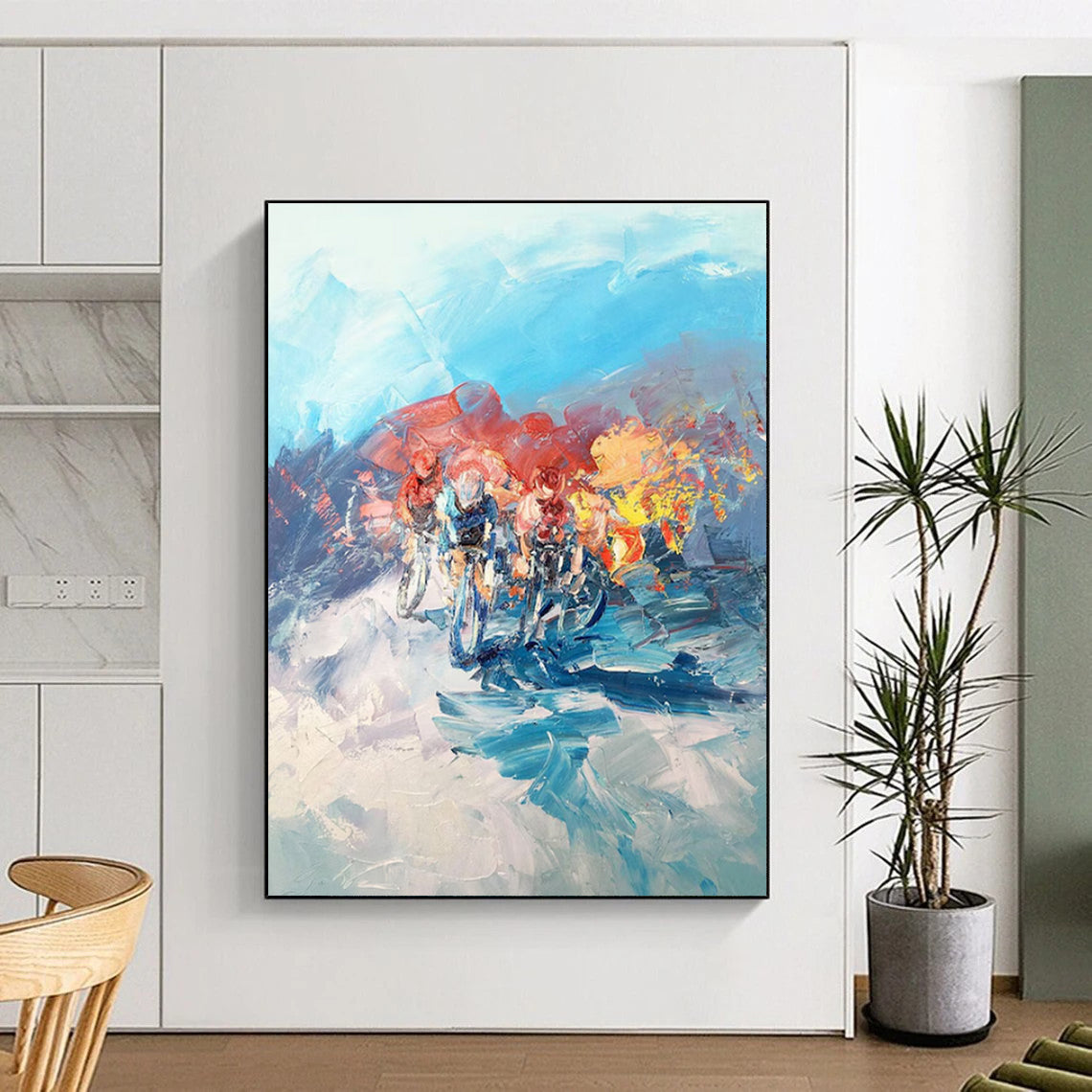 Cycling Race Abstract Painting with Dynamic Colors ADGE532