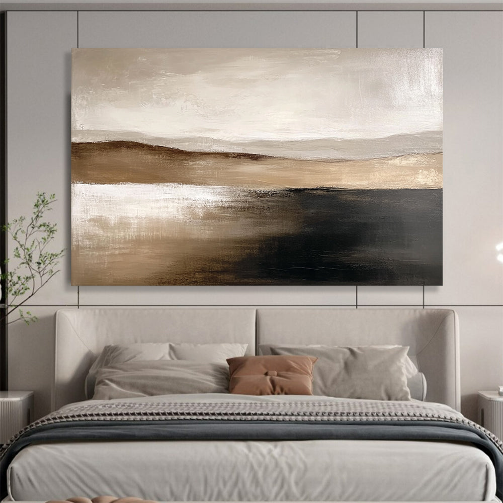 Earth Tone Landscape Abstract Painting with Brown and Beige DYP227