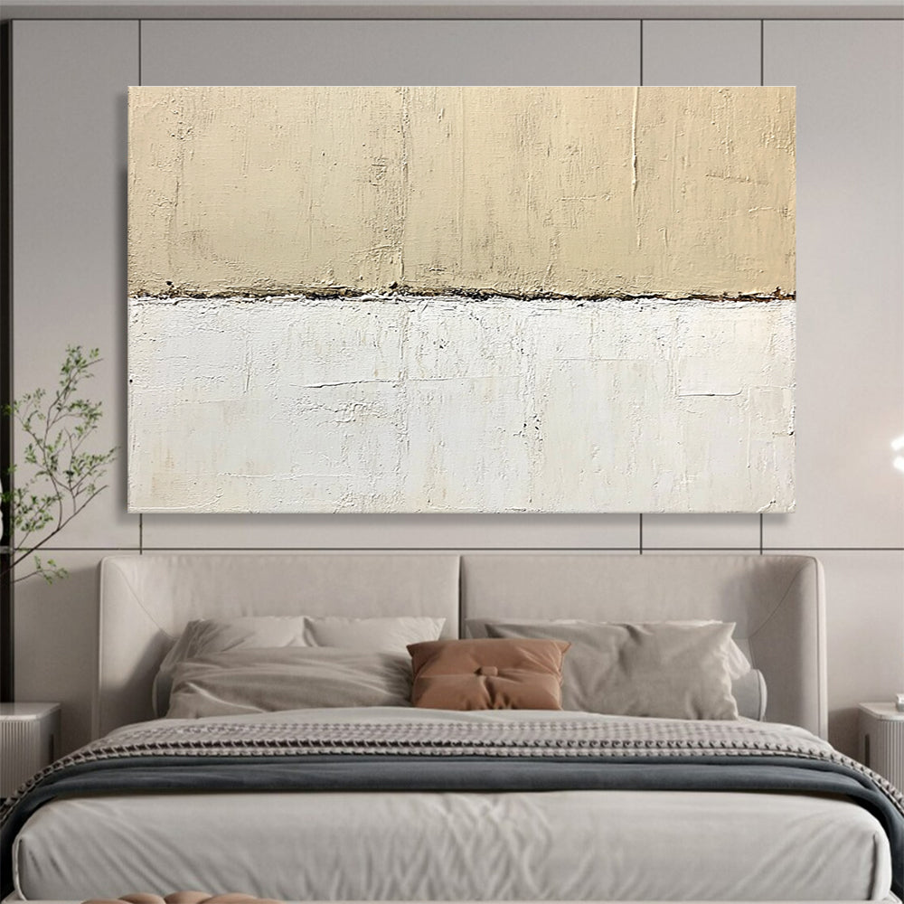 Textured Two - Tone Abstract Painting with Beige and White DYP322