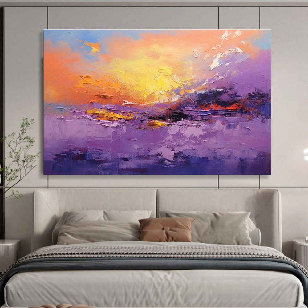 Purple and Orange Tones Abstract Landscape Painting THY083