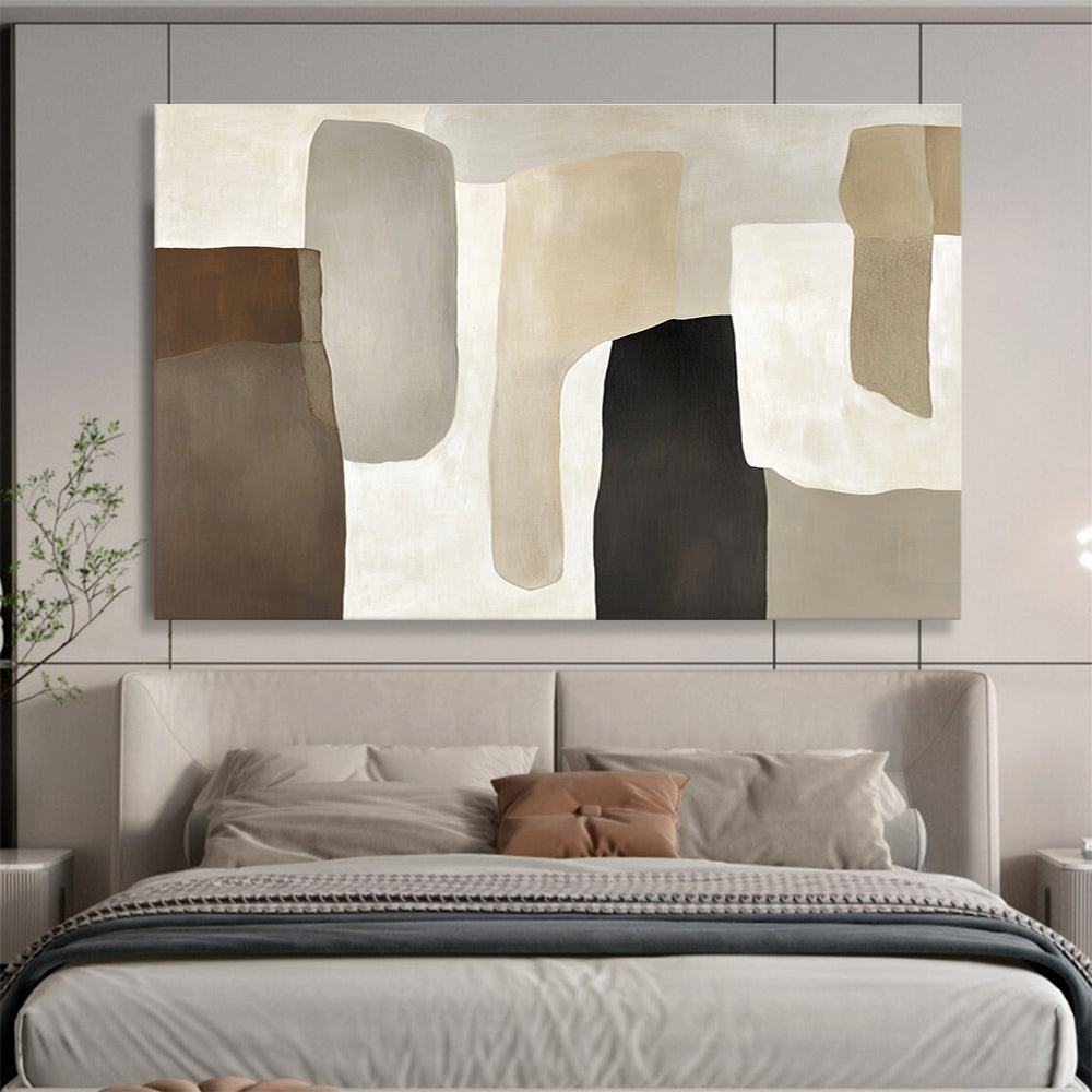 Neutral Geometric Abstract Painting with Earthy Tones DYP439