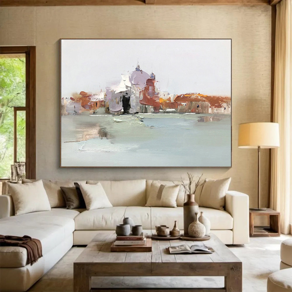 Oversized Custom Abstract Hand Painting for Arctic Freshwater Fish Migration Research Station DLZ3017