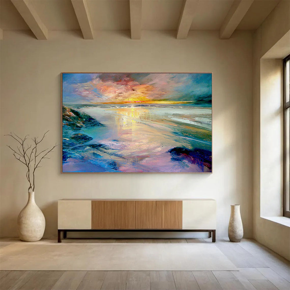 Bespoke Vertical Urban Aquarium Oversized Abstract Hand-Painted Art DLZ2597