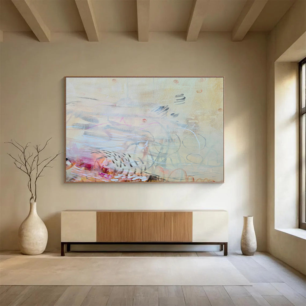 Industrial Pipe Frame Custom Hand-Painted Abstract for Warehouse Lofts
