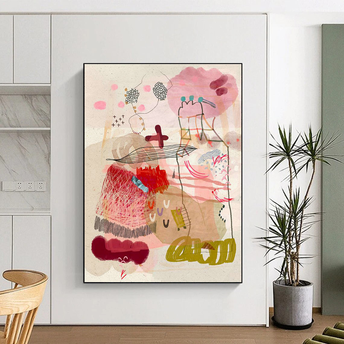Large-Sized Custom Hand-Painted Abstract Painting - Whimsical Touch for Children’s Playrooms  DLZ0165