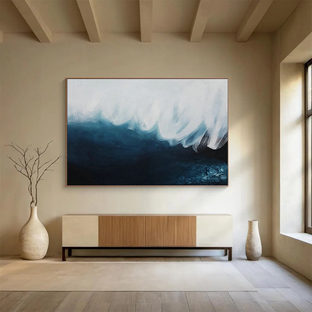 Smart Sensor Custom Hand-Painted Abstract Art for Tech Offices and Modern Workspaces
