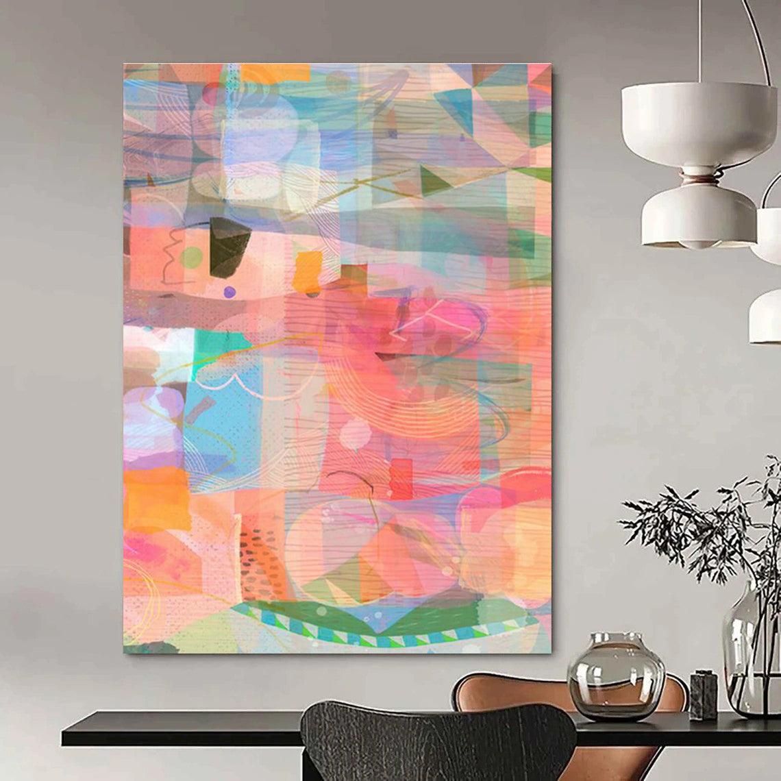 Expansive Custom Hand-Painted Abstract Artwork - Trendy Decor for Co-Working Spaces  DLZ0163