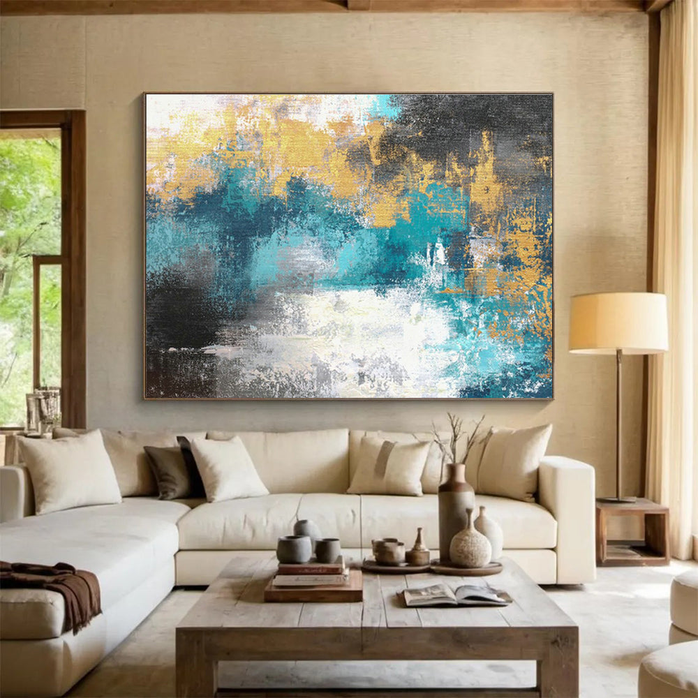Monumental Geometric Abstract Art - Hand-Painted Resin for Co-Working Spaces