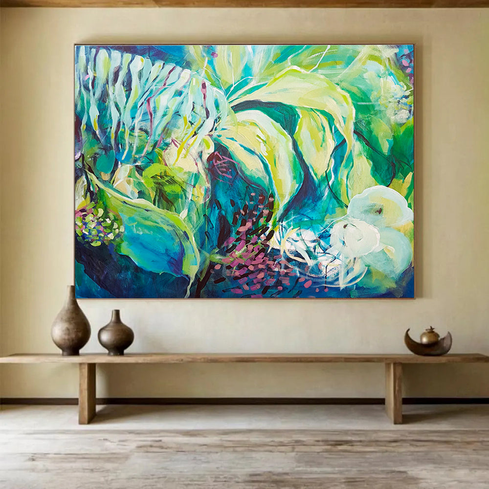 Rustic Wood Panel Custom Hand-Painted Abstract with Crackle Effect for Vintage Bars