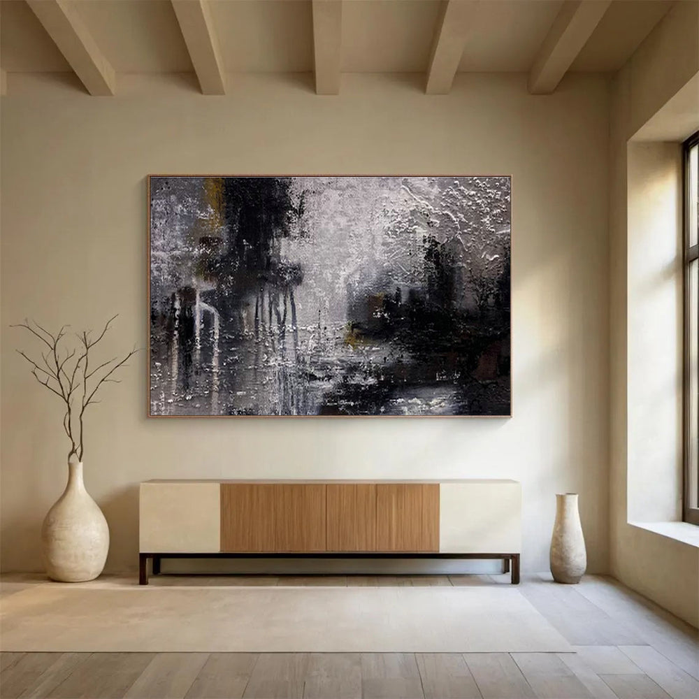 Monumental Geometric Abstract Art - Hand-Painted Resin for Co-Working Spaces