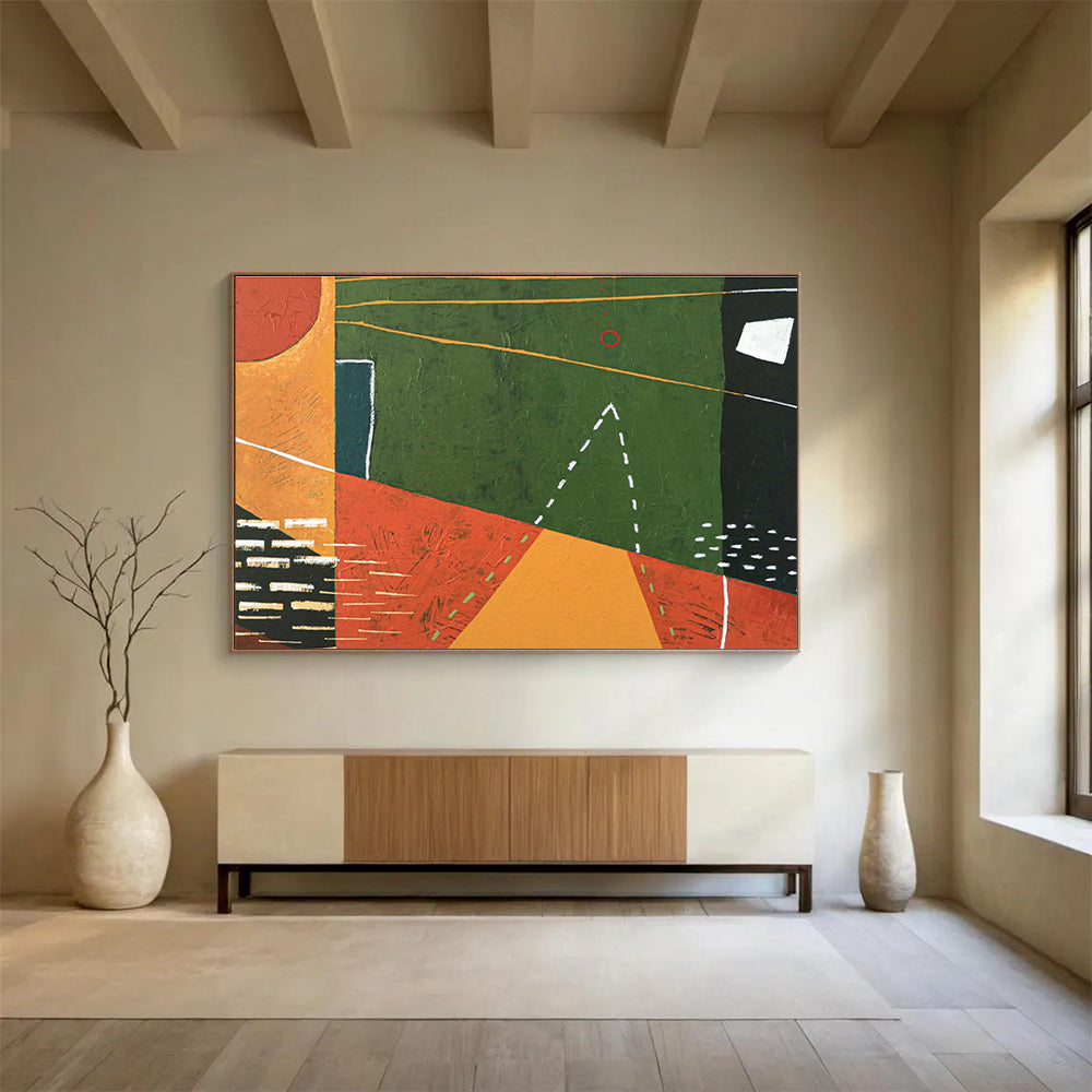 Custom Giant Abstract Hand Painting for Mountain Hydroelectric Pumped Storage Station DLZ2942