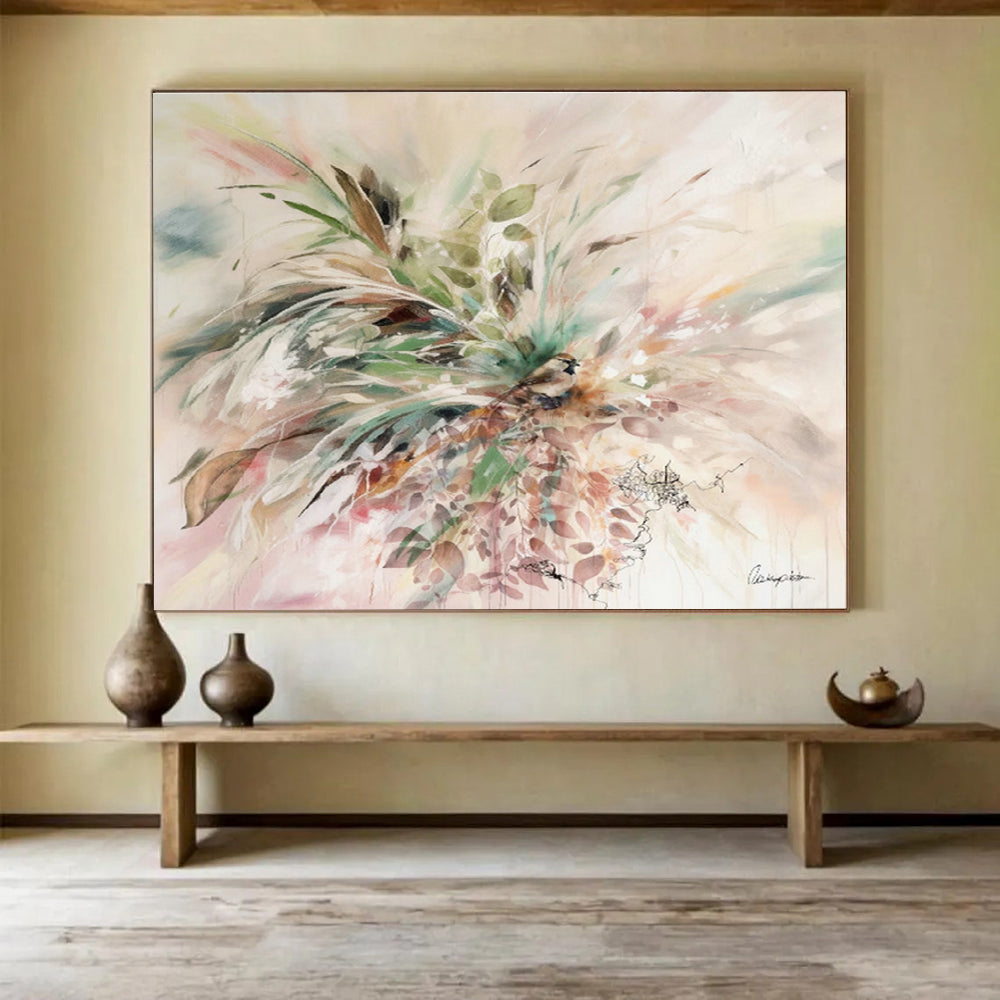 Customized Large-Scale Abstract Hand Painting for Arctic Tundra Research Base Mess Hall DLZ2919